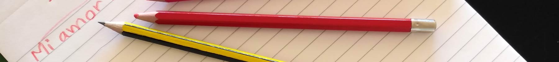 Lined paper and pencils