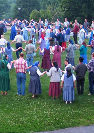 Circles of people dancing