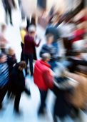 a blurry crowd of people