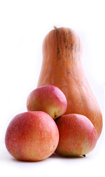 Three apples and a butternut quash