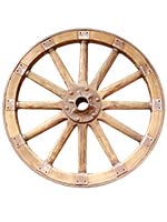 a wooden wagon wheel
