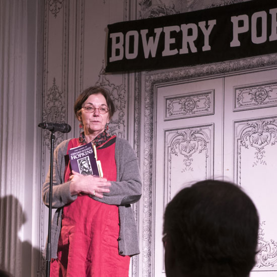 Peggy Ellsberg at the Bowery Poetry Club.