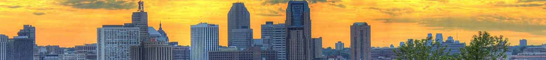 photograph of golden sunset over St Paul, Minnesota