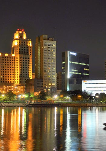 Skyline of Toledo Ohio at night