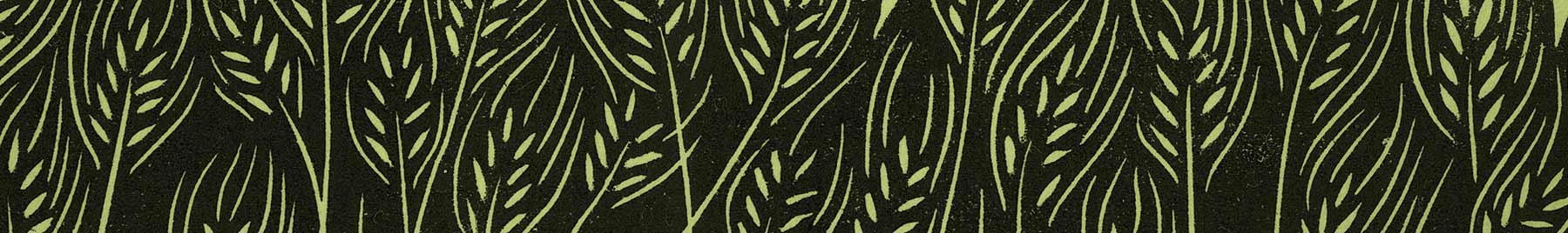 linocut illustration of a field of wheat