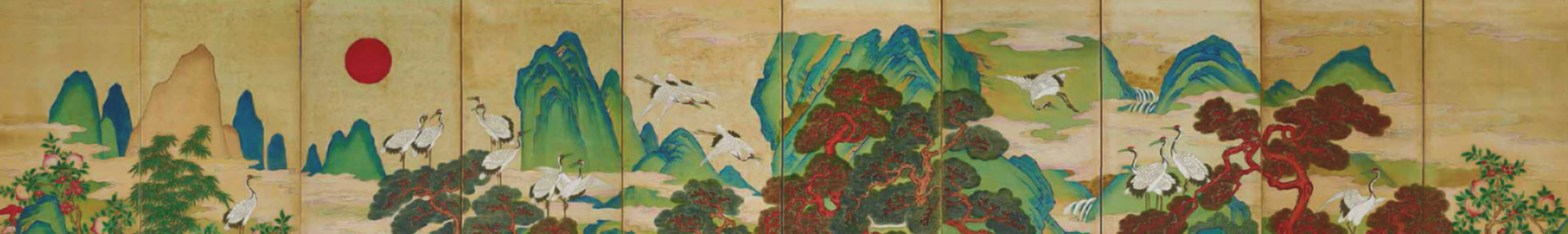 ancient korean painting of cranes