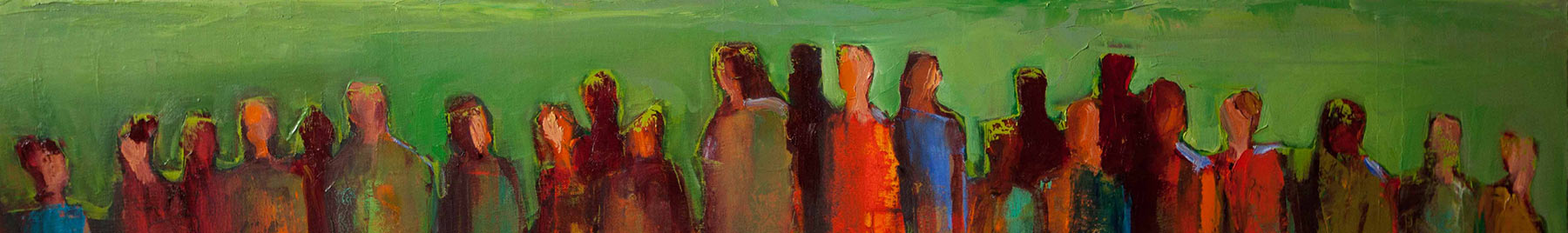 painting of people standing in a row