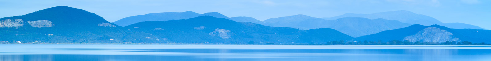blue mountains above a lake