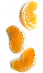 three pieces of tangerine