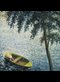 painting of boat on lake