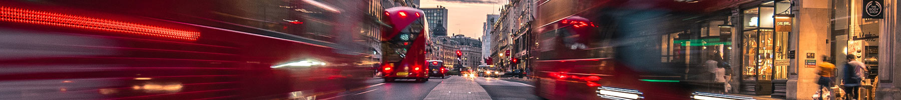 Double decker buses on a London street