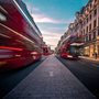 Double decker buses on a London street
