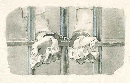 drawing of handcuffs