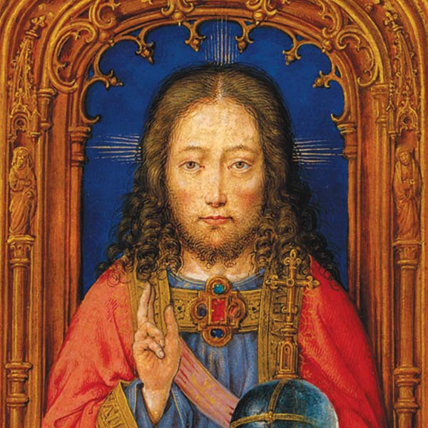 old painting of saint with Bible