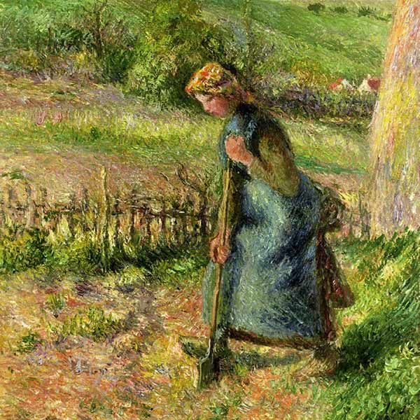 a woman digging in a garden