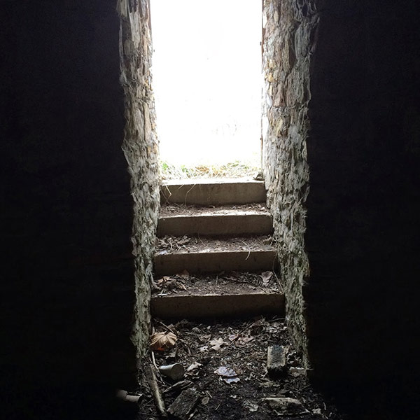 sunlight in dark hallway