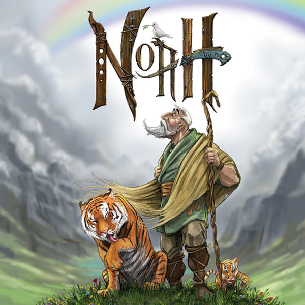 an illustration of Noah with a tiger