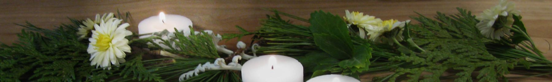 candle and flower arrangement
