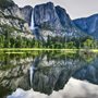 waterfall and lake at Yosemite Park