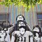 happy kids on a street mural