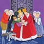 illustration of a king and queen hugging their children