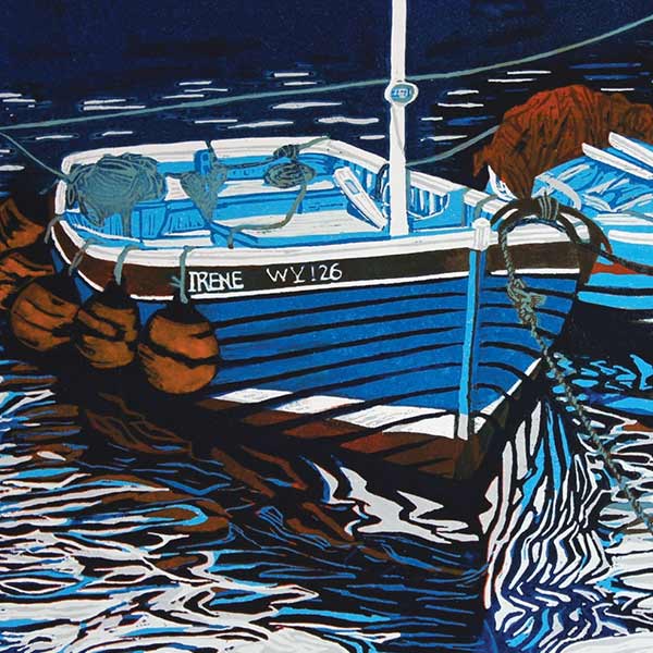 painting of fishing boat on water