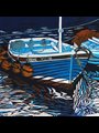 painting of fishing boat on water