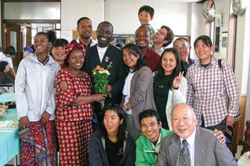 group of farming students pose for photo