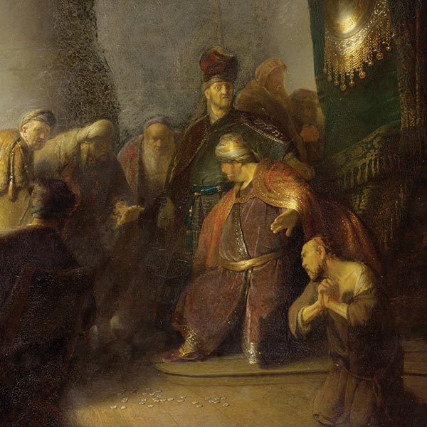 Rembrandt Harmenszoon van Rijn, Repentant Judas Returning the Pieces of Silver, 1629