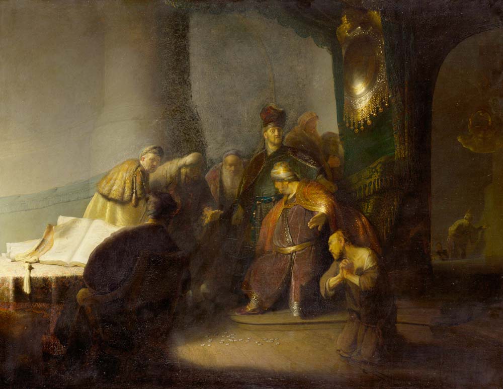 Rembrandt Harmenszoon van Rijn, Repentant Judas Returning the Pieces of Silver, 1629