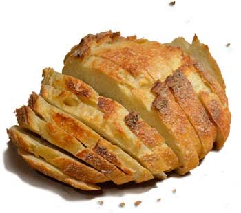 Sliced loaf of home-made bread