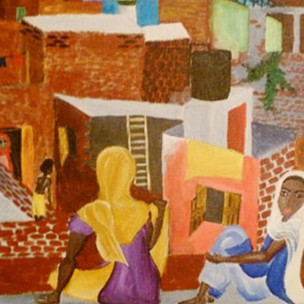 Painting of slum life in India by Trudy Smith