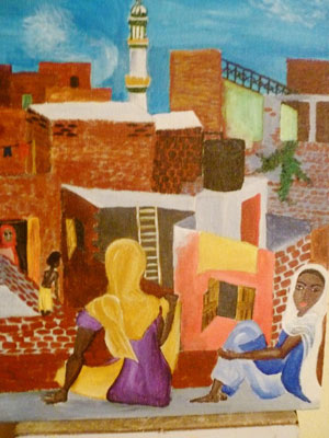 Painting of slum life in India by Trudy Smith