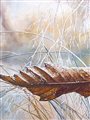 painting of a leaf in winter