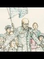 an illustration of Janusz Korczak protecting children