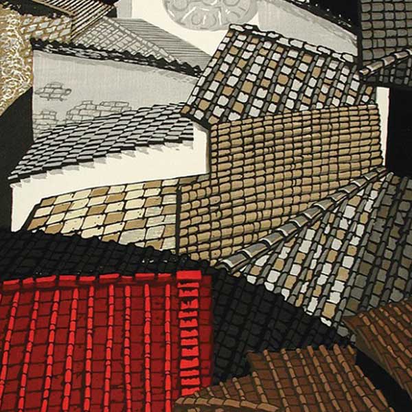 painting of tiled roofs