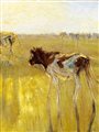 painting of a cow in a field