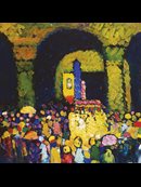 impressionistic painting of people gathering