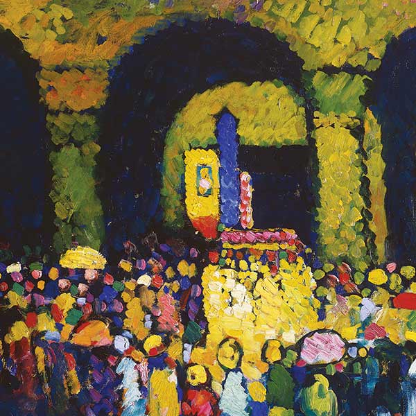impressionistic painting of people gathering