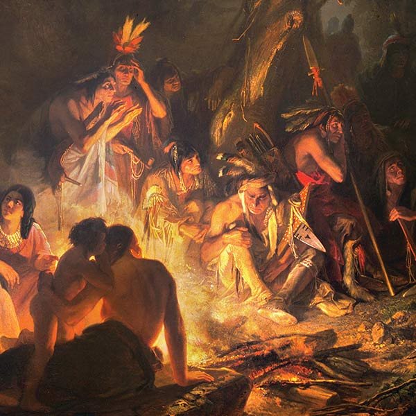 Detail from Zeisberger Preaching to the Indians, by Christian Schussele, 1862