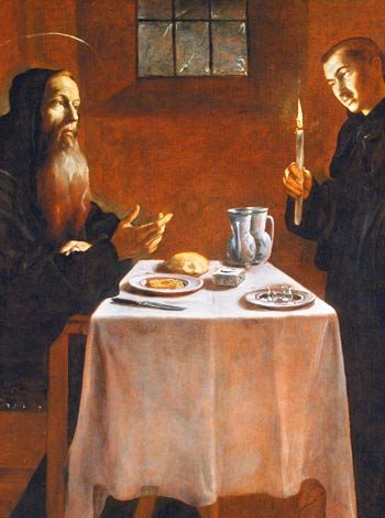 Painting by Juan Rizi, Saint Benedict at Table
