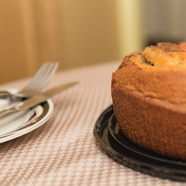 close up photo of coffee cake and a fork