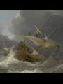 painting of Dutch Ships on stormy sea