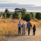 The author and her family walk a road in New South Wales