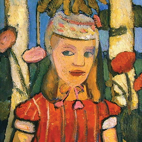 painting of girl in a red dress