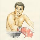 Watercolor painting of Muhammad Ali by Jason Landsel