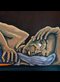 painting of an inmate lying on a cot