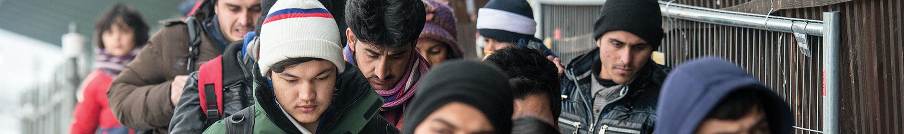 Middle Eastern refugees at the train station in Passau, Germany (January 2016).