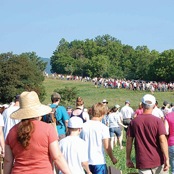 crowd of people walking