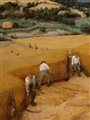 vintage painting of people harvesting wheat